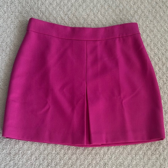 J. Crew 100% Wool Pleated Mini Skirt Hot Pink Size 12 NWT Preppy Office Academia - Picture 1 of 10